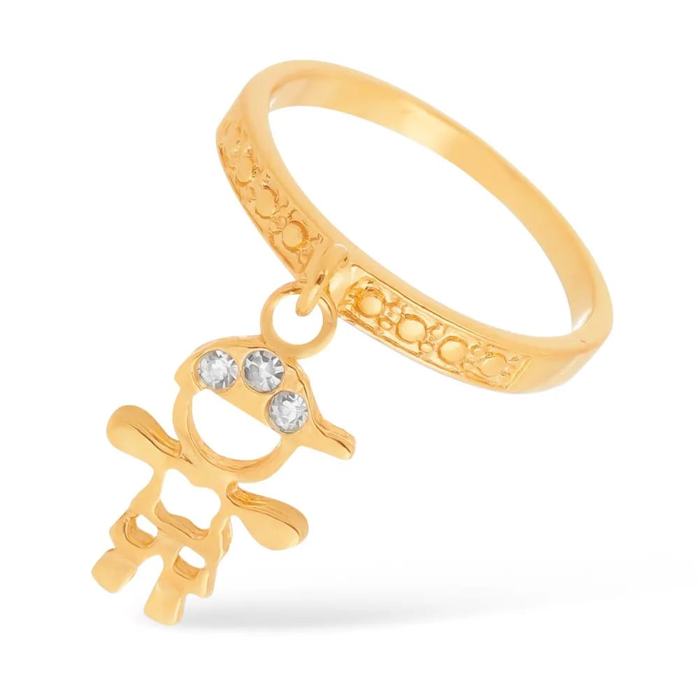 Anel com Pingente Filho (Menino) Banhado a Ouro 18K