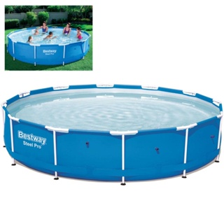 Piscina Estruturada Redonda Bestway Steel Pro 6473 Litros Lona em PVC Estrutura em Aço e PVC em Oferta na Shopee