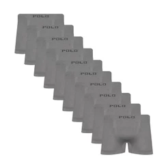 Kit 10 Cuecas Polo Boxer Microfibra Cinza - POLO STAR