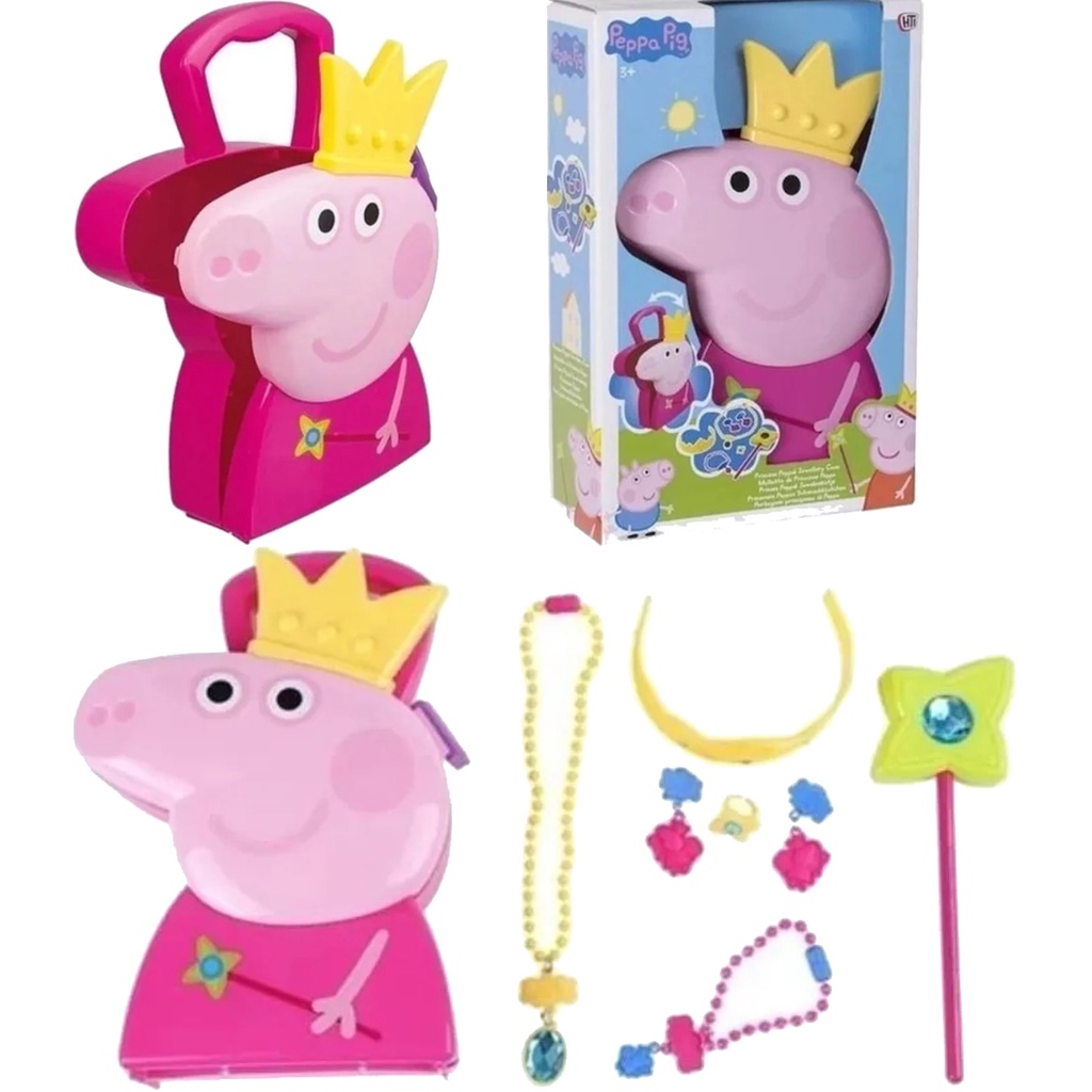 Brinquedo Infantil Maleta Peppa Pig Joias Fantasia Princesa Fada com Coroa e Varinha de Condão Multikids - BR1302 em Oferta na Shopee