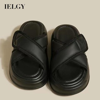 IELGY Chinelos De Couro Estilo Harajuku De Sola Grossa , Confortáveis E Simples , De Cor Sólida Feminina