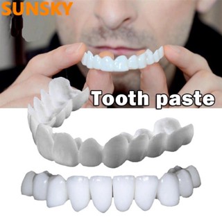 2Pcs Simulação De PE+Resina Dentes De Dentadura Inferior Superior Branqueamento Dentário Falso