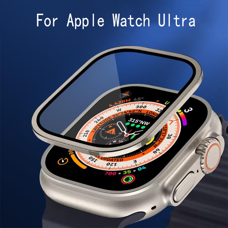 Amortecedor De Metal + Vidro Temperado Para Apple Watch Ultra 3/2 49mm Acessórios Protetor De Tela Anti-Risco HD Filme C em Oferta na Shopee