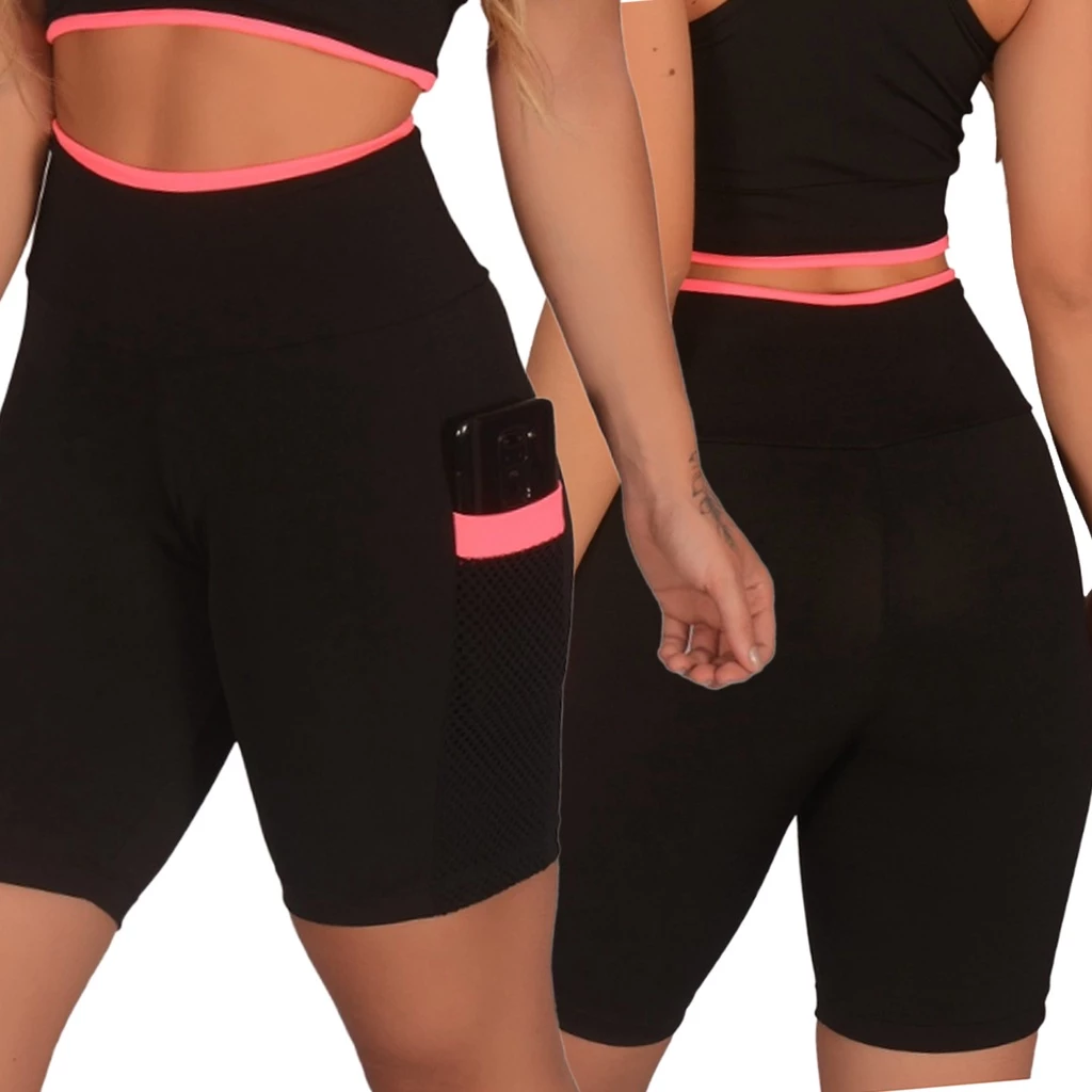 Promoção Short Feminino Fitness Academia com Bolso de Tela Porta Celular | B004 — imagem 1
