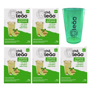 Combo 5 Chá Verde Gengibre 10 Sachês + Copo