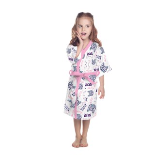 ROUPÃO DE BANHO INFANTIL ATOALHADO LEPPER MENINA GATINHA FASHION