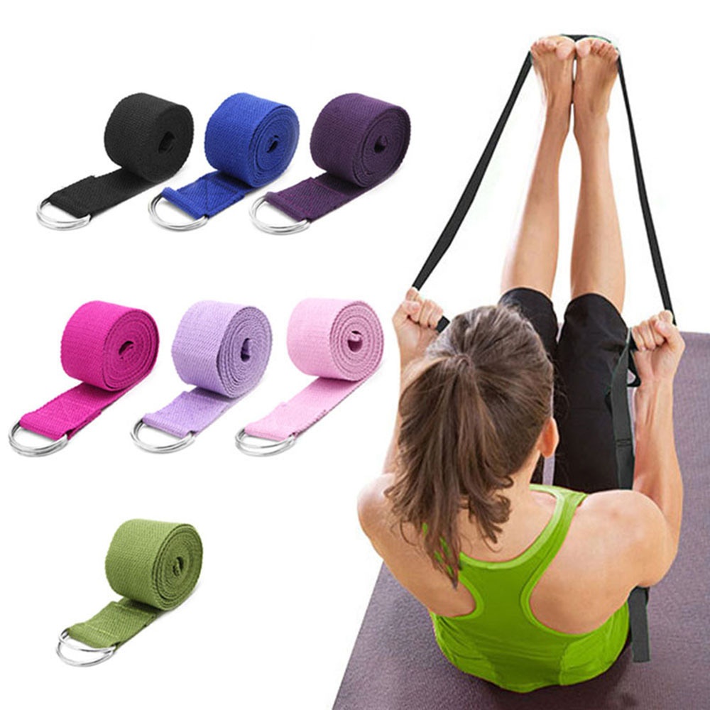 Cinta De Yoga De 1,8mx3,8cm Exercício De Algodão Durável Fivela D-Ring Ajustável Dá Flexibilidade Para Pilates Alongamento