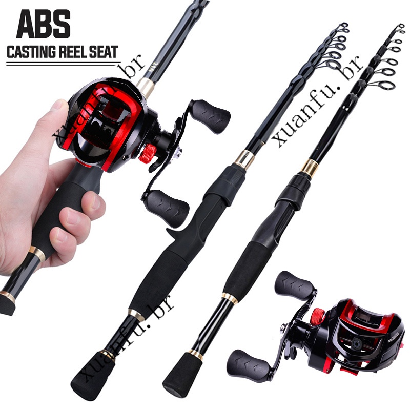 kit pesca carretilha de pesca Sougayilang Vara de Pesca 2.1M 4 Seções  Carreto Portátil E Fundido 8 + 1BB Max Drag 10kg