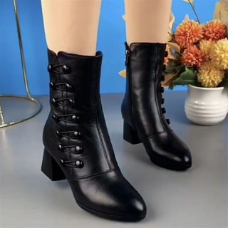 Botas De Inverno Da Moda De Meia-Roda Macias E skinny Mais Mãe De Veludo À Prova D