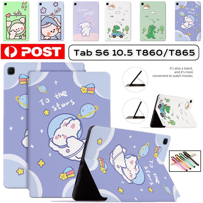 Folio Shell Para Samsung Galaxy Tab S6 10.5 SM-T860 T865 Cartoon Pattern Livro De Fólios Com Flip Book Inteligente Capa À Prova De Choque Em Couro