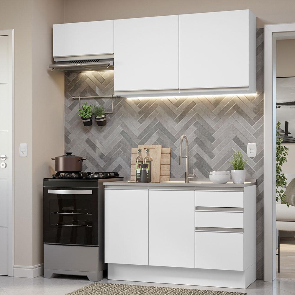 Armário de Cozinha Compacta 180cm Branco Glamy Madesa 09 em Oferta na Shopee