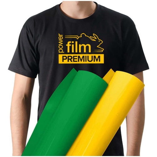Power Film Premium - Bobina 5m - Combo Verde e Amarelo - 2 un - adesivo para roupa termocolante , adesivo termocolante , adesivo termocolante para tecido , termocolante para roupa , termocolante para tecido