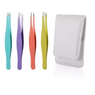 Kit 4 Pinças para Sobrancelhas e Pelos com Estojo em Oferta na Shopee