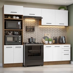Armário de Cozinha Completa 270cm Rustic/Branco Agata Madesa 07
