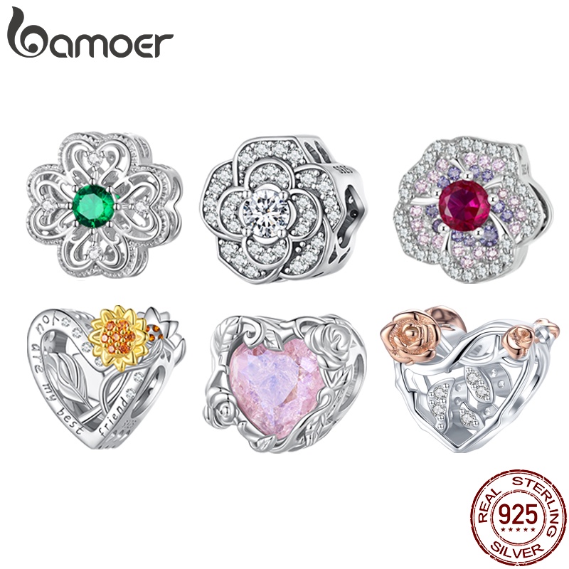Bamoer 925 Silver Sterling Flores Coloridas Pingente De Jóias De Primavera Em Forma De Pulseira