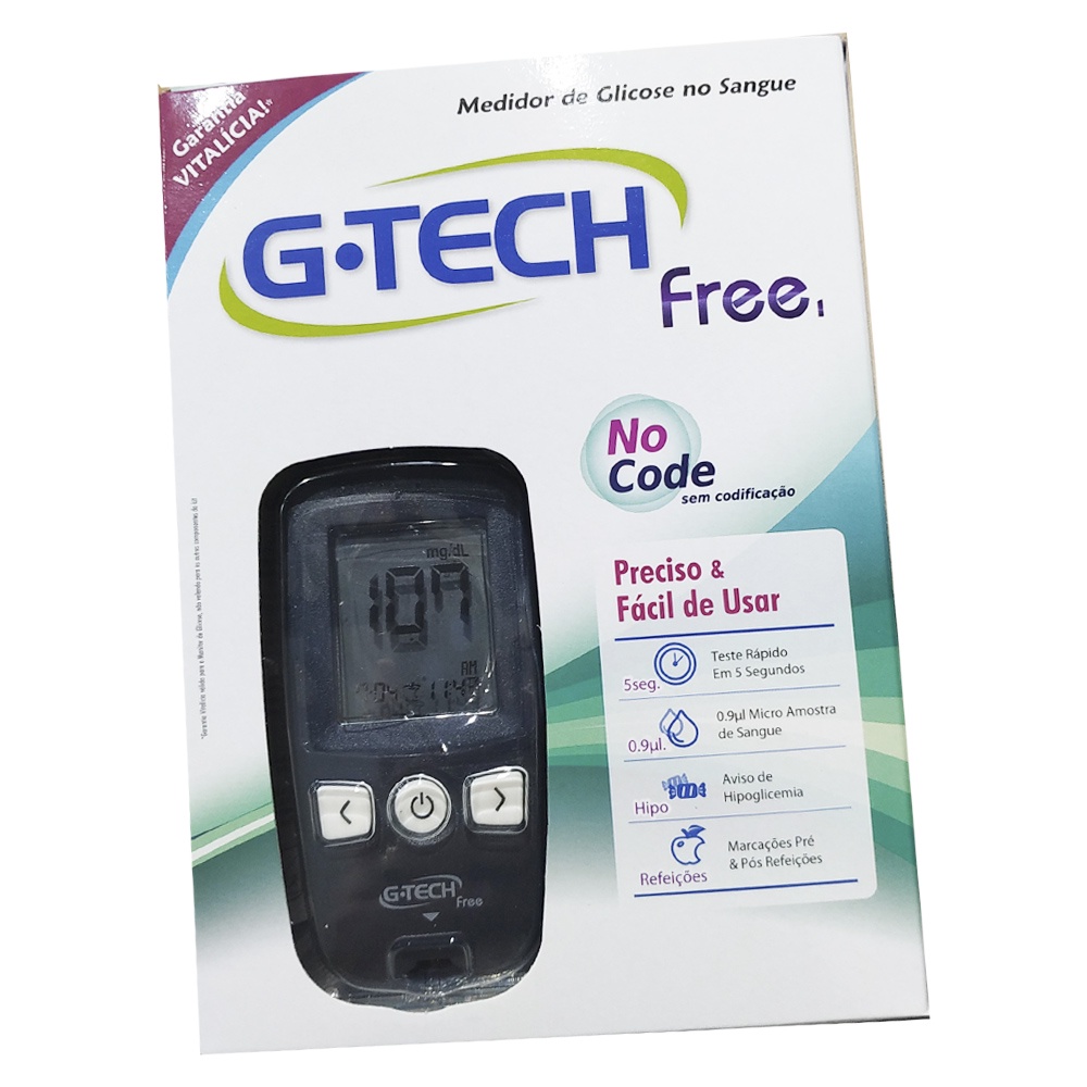 Kit Medidor de Glicose Gtech Free 1 Completo