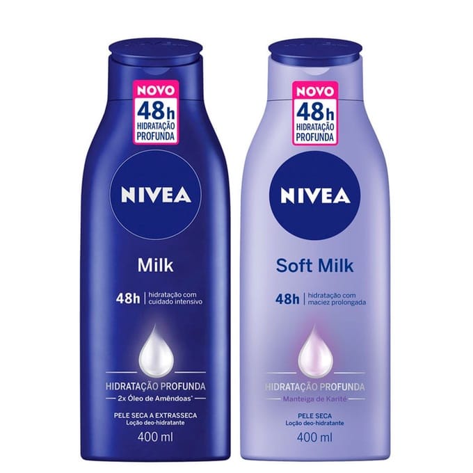 Kit 2 Und Creme Nivea Hidratante 400ml - Milk/Soft Milk em Oferta na Shopee