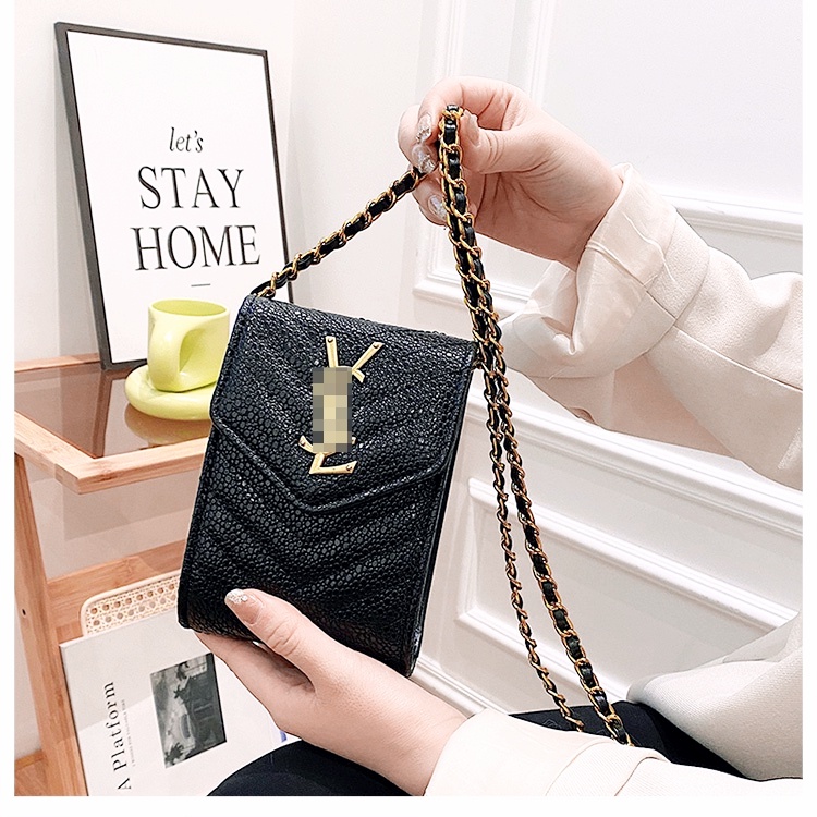 2023 Novo Envelope Simples Saco Crossbody & Shoulder Bag Com Corrente E Múltiplos Caça-Níqueis De Cartões Para Mulheres , Pequena Bolsa Celular Em Padrão Diamante