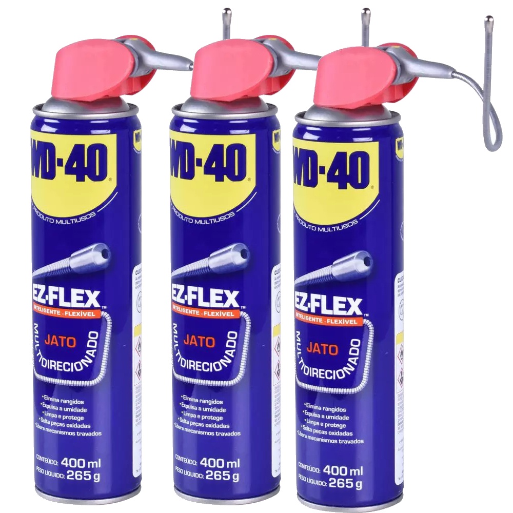 Kit 3 Wd-40 Ez Flex Jato Direcionável 400ML Desengraxante Poderoso