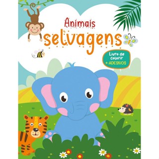 LIVRO DE COLORIR COM ADESIVOS - ANIMAIS DA SELVAGE