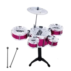 Bateria Musical Infantil C/ 5 Tambores e Baqueta Brinquedo Menino Menina