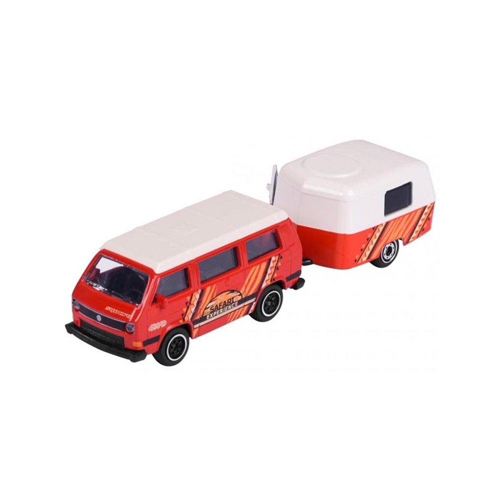 Miniatura Carro Volkswagen Kombi T3 com Trailer - "Safari Experience" - 1:60 - 1:64 - Majorette
