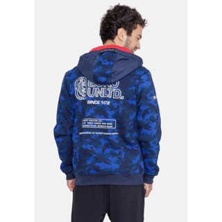Moletom Ecko Aberto Com Capuz Camuflado Azul Marinho