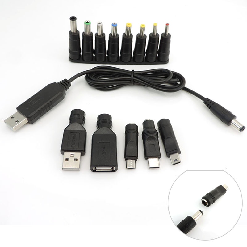 USB 5V Para DC 5V 9V 12V Micro Mini 5 Pinos Tipo C Macho Fêmea Plug De Linha De Reforço De Energia Cabo Adaptador BRH1