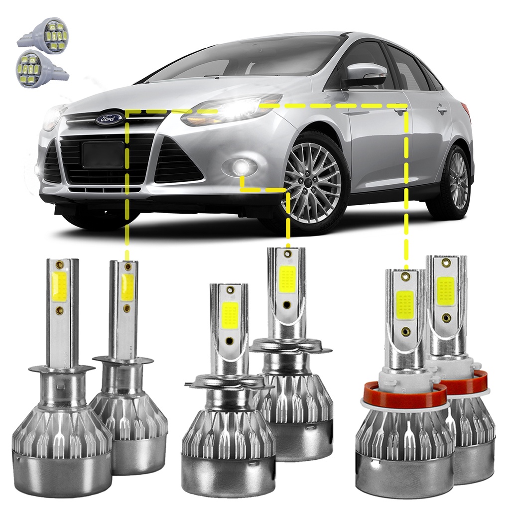 Kit Ultra LED Ford Focus 2009/2019 20000 Lúmens 6500K em Oferta na Shopee
