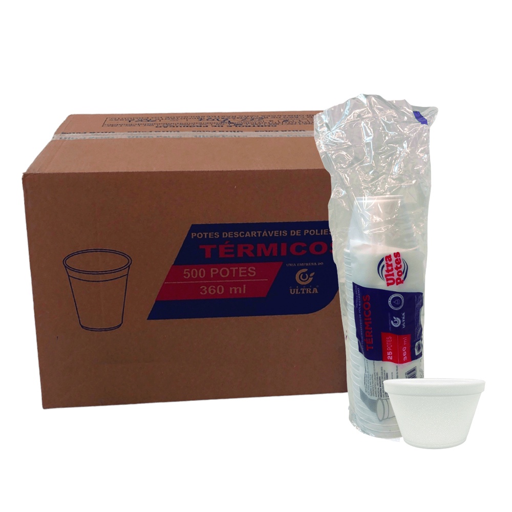 POTE TERMICO DE ISOPOR 360ML DESCARTAVEL ULTRA CAIXA C/ 500
