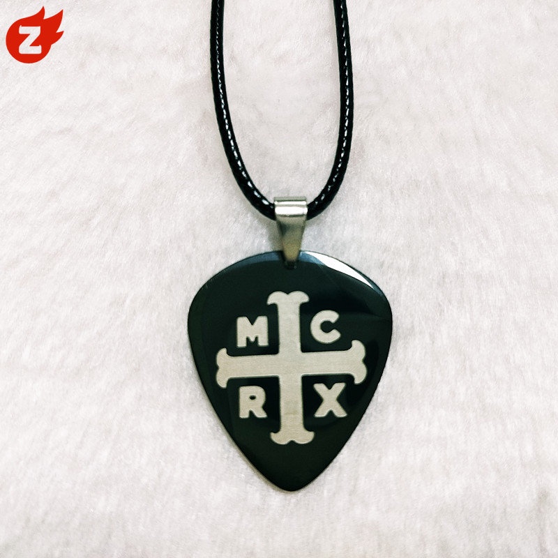 MAR ~ My Chemical Romance Guitar Pick Pendant 1pcs Colar De Corda Aço Inoxidável