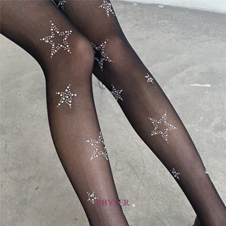 BBYTER Star Bow Diamond Rhinestone Meias-Calças De Malha Fishnet Coxa Alta