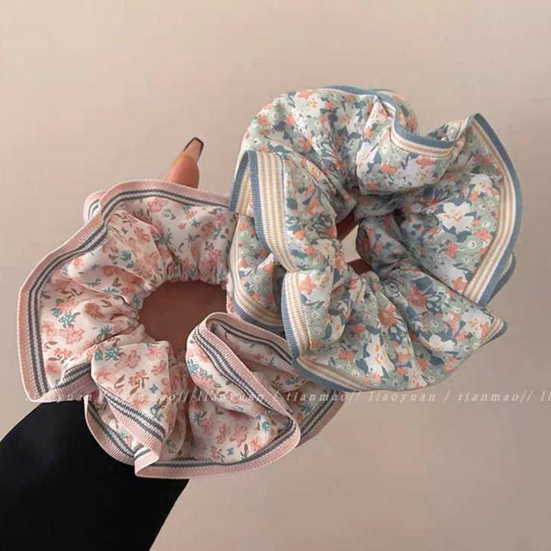 Renda Francesa Retro Retro Renda Floral Scrunchy Anel de Cabelo Floral Primavera Outono Romântico Mori Estilo Bola de Gravata Cabelo Corda Acessórios