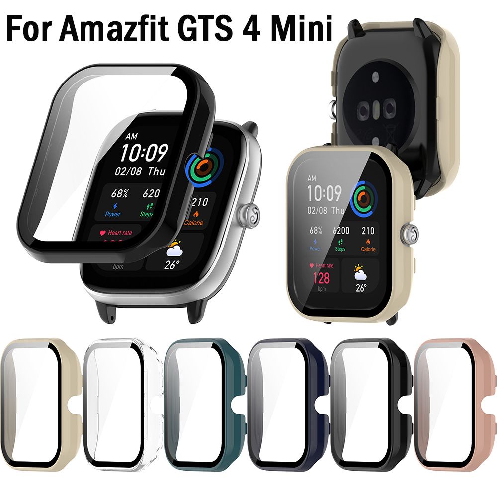 Para Huami Amazfit GTS 4 Mini PC Case  Protetor De Tela De Smartwatch Relógio Inteligente De Vidro Temperado