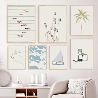 Veleiro Piscina Floral Oceânica Minimalista Pintura Em Tela Pôsteres E Impressões Fotos De Parede Para Decoração De Sala De Estar em Oferta na Shopee