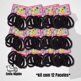 Kit 72 Elásticos De Cabelo Feminino Xuxinha Rabicó-Preto