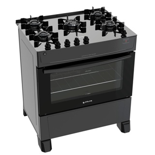 Fogão Atlas 5 Bocas preto Mônaco Top Glass com Acendimento automático - Bivolt em Oferta na Shopee