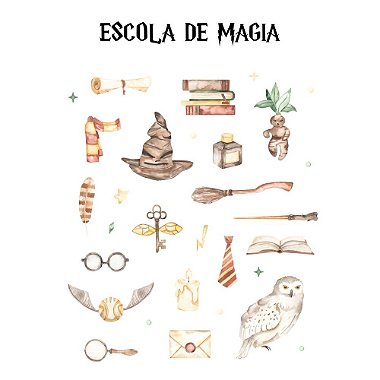 Cartela de Adesivos Escola de magia Grafitte em Oferta na Shopee