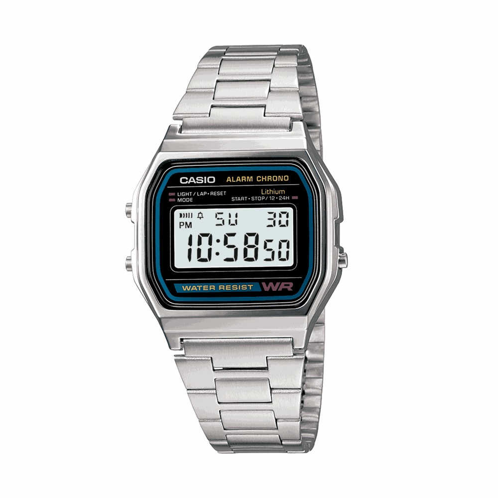 Relógio Casio Vintage Unissex Prata Digital A158WA-1DF em Oferta na Shopee