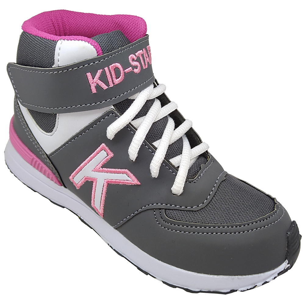 Tênis Infantil Feminino Cano Alto KidStar Bota Grafite Pink