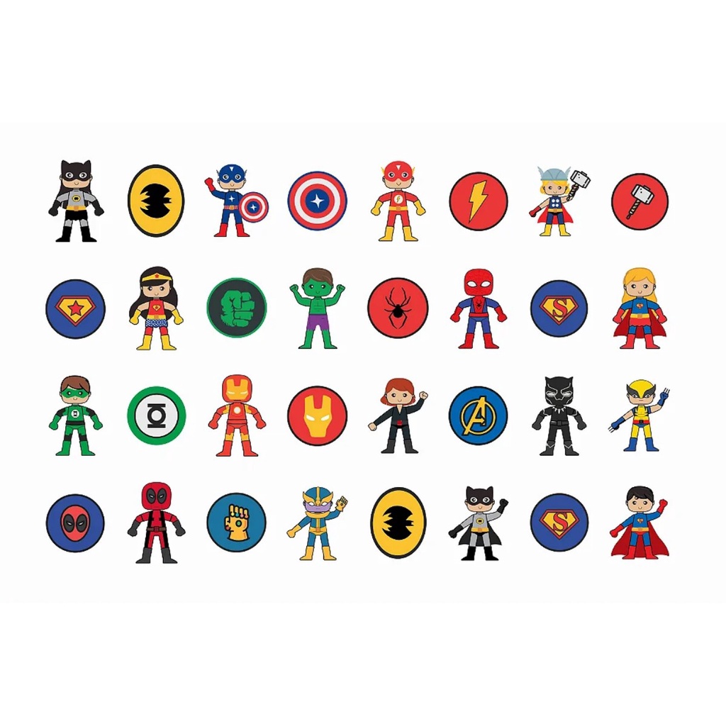 Tatuagens Temporárias 32 pçs - Heróis