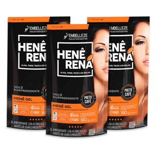 KIT 3 RENA HENE GEL PRETO CAFÉ 180G em Oferta na Shopee