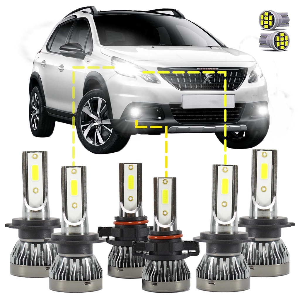 Kit Ultra LED Peugeot 2008 2017/2022 22000 Lúmens 6500K em Oferta na Shopee