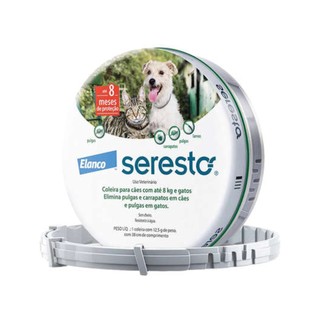 Coleira Seresto Antipulgas E Carrapatos Caes E Gatos Até 8kg em Oferta na Shopee