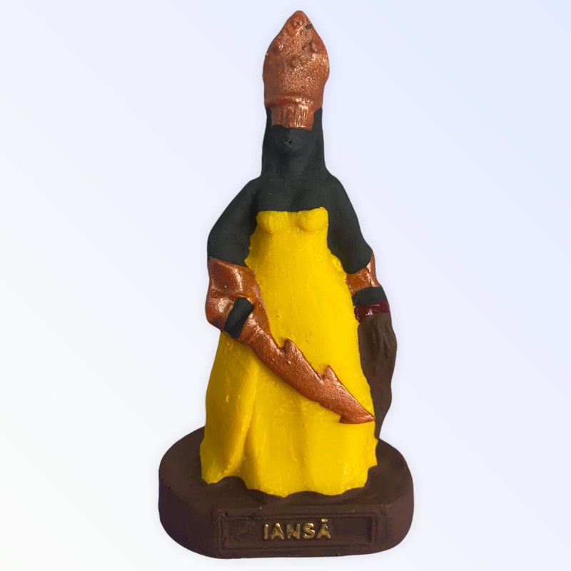 Escultura Orixa Iansa Amarela 10 cm em Resina