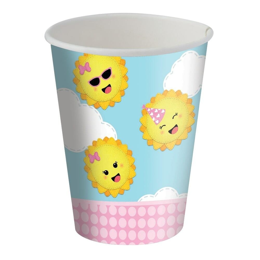 Copo de Papel Lembrancinha Festa Raio de Sol Festa Sunshine 200ml 8 uni Festcolor - Inspire sua Festa Loja