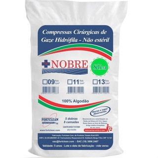 Compressa gaze 11 fios n/estéril 215g NOBRE SLIM pacote c/500