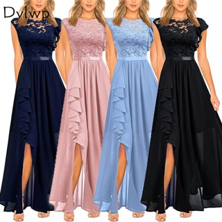 Vestido Noite Feminino De Renda Sexy Primavera Verão Sólido De Cintura Alta Festa Longa