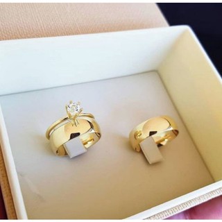 Par de Aliança anel casamento noivado  + Solitário