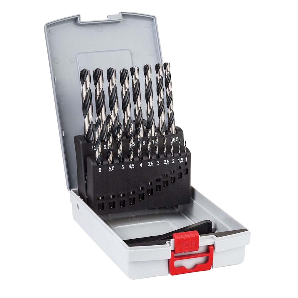 Jogo Brocas para Metal Bosch 1 a 10mm com 19 Peças HSS-PointTeQ ProBox em Oferta na Shopee